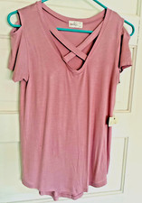 NWT GLITZ WOMEN  SHIRT SZ M  PINK  SHORT SLEEVE picture