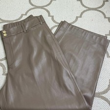 Chico’s Faux Leather Wide Leg Cropped Pants Taupe Size 2.5/14 picture
