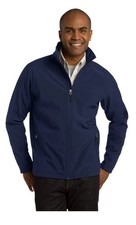 Port Authority Core Soft Shell Jacket J317 Navy Blue Full Zip Pockets Medium New picture