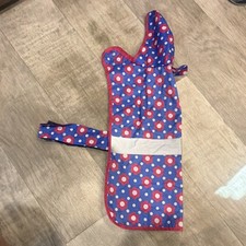 Heart to Tail Dog Rain Coat Jacket Size L Polyester Blue Red Floral Polka Dot picture
