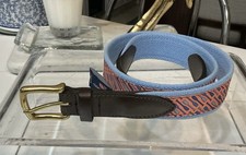 NWOT-Vineyard Vines Blue & Pink Paddles Surcingle Belt Solid Brass Buckle SZ-34 picture