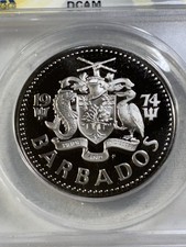 1974 Barbados $2 Coral and Fish Proof Graded PR 69 DCAM by ANACS picture