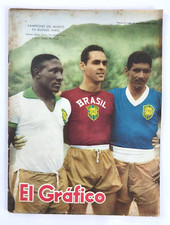 Pele 1958 Brazil World Cup Champion El Grafico Argentina Soccer Sports Magazine picture