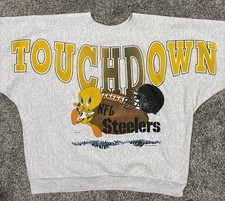 Vintage Pittsburgh Steelers 90s Looney Tunes XL Tweety Bird Spellout Script Rare picture