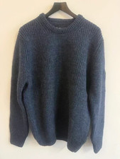 BARBOUR MENS DENIM BLUE NEW TYNE CREW NECK WOOL MKN0789 JUMPER SWEATER KNIT picture