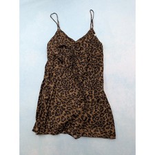 Zara Leopard Print Ruched Camisole Blouse Brown Black V-Neck Size M 9479/256/507 picture