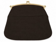 Vintage 1960s Dark Brown Pleated Evening Clutch Gold Tone Kiss Lock Purse picture