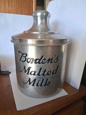 Rare 1930s-40s Aluminum Borden's Malted Milk Soda Fountain Counter Top Container picture