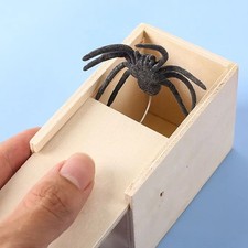 Wooden Prank Spider Scare Box Hidden in Case Trick Play Joke Scarebox Gag Toy picture
