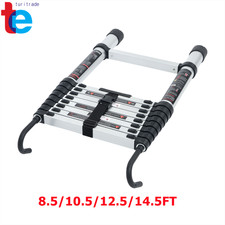 8.5/10.5/12.5/14.5 FT Collapsible Telescopic Extension Ladders Aluminum W/ Hooks picture