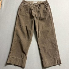 Everlane Corduroy Pants Womens 16 Brown Crop Wide Leg Elastic Waist Pull On picture