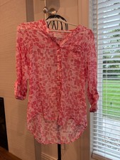KUT from Kloth womens long sleeve button up roll tab sleeves pink print size med picture