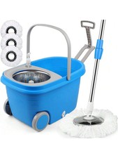 360° Spinning Mop Bucket 3 Washable Microfiber Pads Adjustable picture
