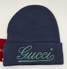Gucci Logo Wool Beanie Navy / Dark Green  Hat Men’s Size M 58 (22cm) Authentic picture