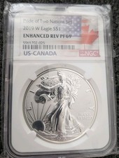2019 W Pride of Two Nations Enhanced Reverse PF69 American Silver Eagle picture