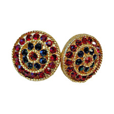 Vintage Signed Lisner Red Rhinestones Earring's Mid Century 1950s-60s picture