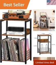 Elegant 3-Tier Turntable Stand with Customizable Storage - Rustic Brown Finish picture