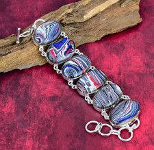 Fordite Gemstone Handmade 925 Sterling Silver Bracelet Jewelry Gifts For Love picture