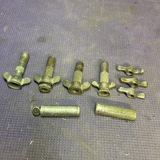 3x ANTIQUE MICHELIN TIRE VALVE STEM CAPS Plus Schrader Tire Gauge Early Vintage picture