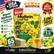 65 Count Value Pack Premium Mullein Leaf Tea Bags - 100% Pure Natural Herbal ... picture