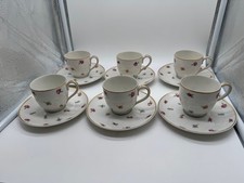 Antique Union Ceramics UC Limoges France Porcelain Set 6 Cups & Saucers Floral picture