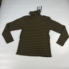Vintage NWT  90s White Stag Striped Ribbed Turtleneck Womens M Stretch Top picture