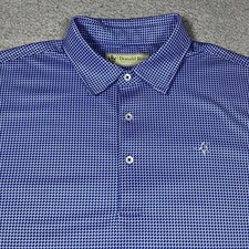 Donald Ross Polo Shirt Mens L Blue Geometric Performance Sand Hills Golf Club picture