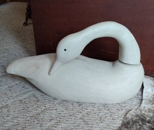 Vintage Swivel Neck Wooden Preening Sleeping Feeding Swan Decoy Wood Carving picture