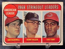 1969 TOPPS BASEBALL #11 - A.L. K LDRS - SAM McDOWELL/D McLAIN /L TIANT LOW GRADE picture