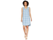 Mod-o-doc Plaid Sleeveless Shirt dress Multi Blue Women's Dress Size L picture