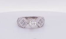 Gorgeous 1.48 Carat TW Round & Princess Diamond Cocktail Ring - 18k White Gold picture