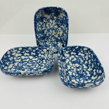 VTG Gerald Henn Blue Spongeware Pottery Lot 3 Roseville Ohio Dishes Tumbler picture