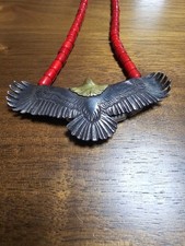 Goro's Men Accessory Large Eagle Necklace Red Beads VHTF Designer Collection Pop picture