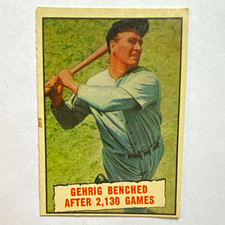 Topps 1961 #405 Lou Gehrig, Yankees, Benched After 2,130 games, VG-EX picture