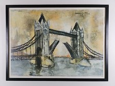 ART - Vintage Rosy Fernandez Diaz - 1966 Tower Bridge Print 27x20.25 Framed Art picture