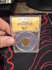 No Date Lincoln Cent 75% Off-Center Mint Error ANACS MS63 BRN Certified picture