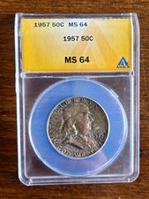 1957 Franklin Half Dollar 50C ANACS MS64 Toner picture