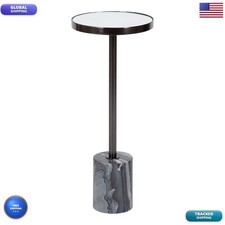 Kate And Laurel Hescott Modern Mirrored Drink Table 10 X 10 X 24 Gray Marble picture