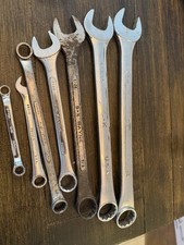 Vintage S-K Wayne Wrench Lot 7pc SAE Metric Combination Forged Alloy USA Tools picture