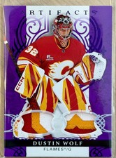 2026 UD Artifacts #70 Dustin Wolf Material Purple /25 Calgary Flames picture