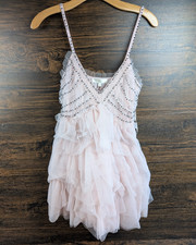 LOVE SHACK FANCY Jude Tulle Mini Dress Pink Rose Dust Size 0 NWT $545 Retail picture