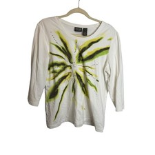 Chico's Blouse Women's Large Floral Botanical Embellished Studded Chicos 2 picture