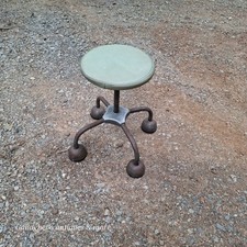 Early Rare Industrial Vintage  STEEL Metal Bar Machinist DRAFTING Chair stool picture