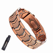 Men's Copper Bracelet,3X Strength 99.99% Copper Magnetic Adjustable Length picture