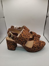 New Aerosoles Camera Platform Women's Sandals Leopard Fab Suede Sz 9W picture
