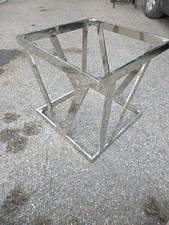 Vintage MCM Style Stainless Steel Chrome Side Table Geometric picture