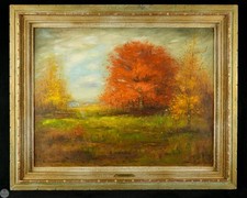 Vintage Original American Impressionist Landscape Oil on Board “Autumn Silence” picture