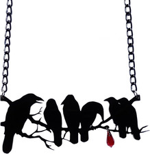Gothic Crow Raven Necklace Vintage Black Halloween Jewelry picture