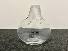 Lalique France Crystal Osumi Clear and Frosted Leaf Vase 7 Inches High picture