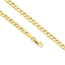 14K Real Solid Gold 2.5mm-7mm Cuban Curb Chain Necklace with Lobster Claw Clasp picture